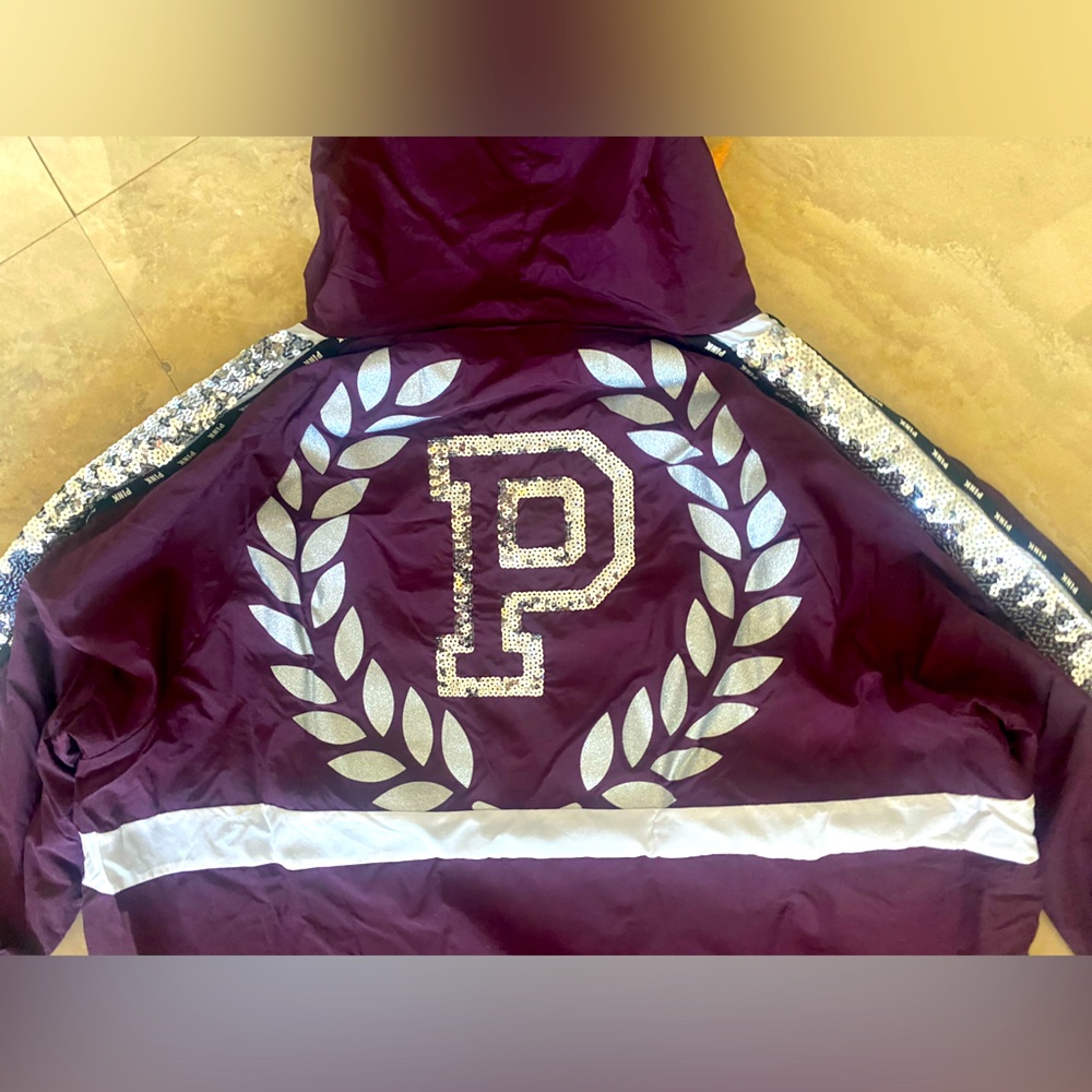 PINK burgundy sequin sweater with hidden pocket and sequin down sleeves and back